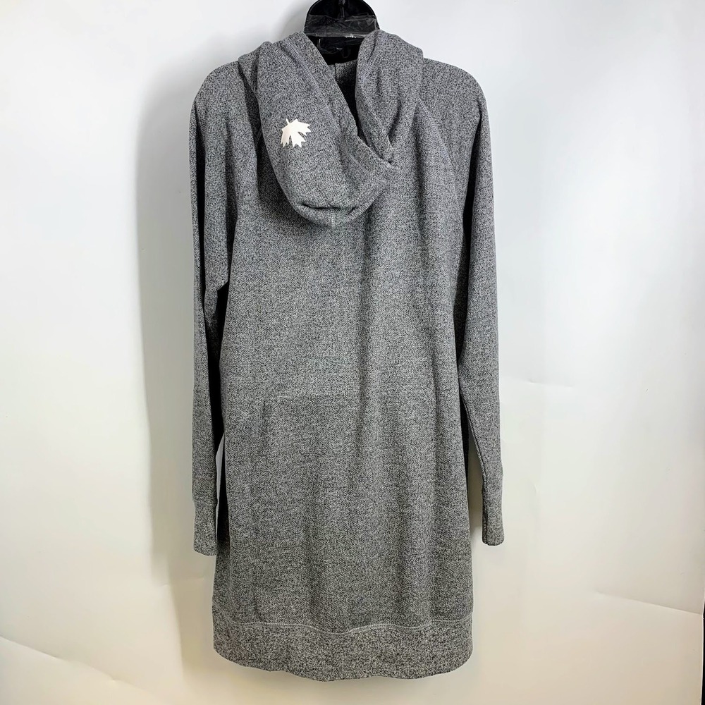 Roots Gray Heathered Fleece Logo Hoodie Dress Size M Medium - Picture 2 of 13